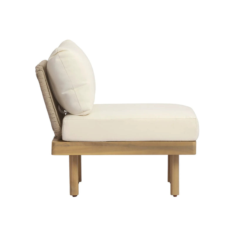 6-Piece Acacia Wood L-Shaped Modular Outdoor Sofa Set with Rope Back & Weather-Resistant Cushions by HouseOfZazla
