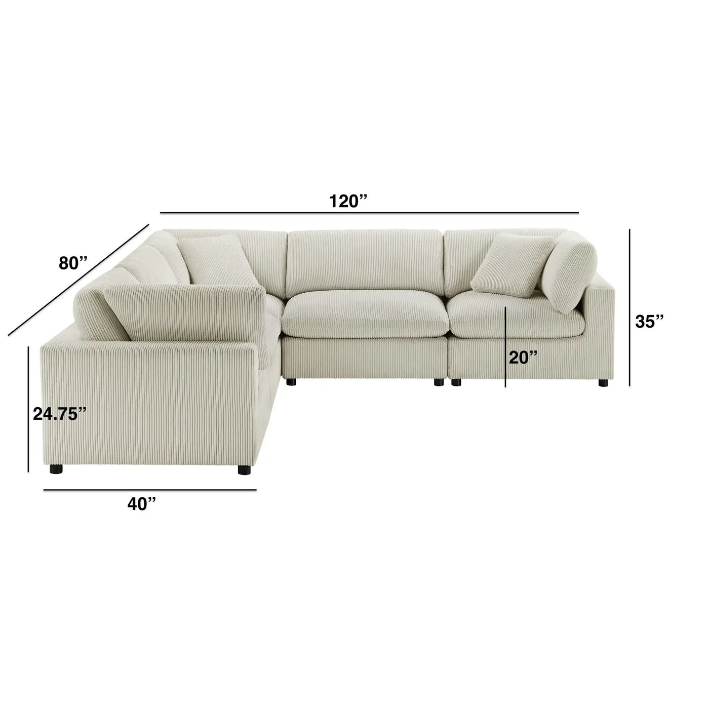 Chelsea - Modular 5 Piece Sectional by HouseOfZazla