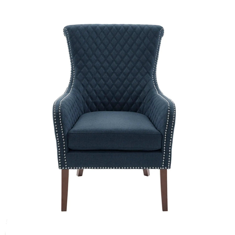 Accent Chair With Quilted Back And Silver Studs - Dark Blue by Unique Piece Furniture