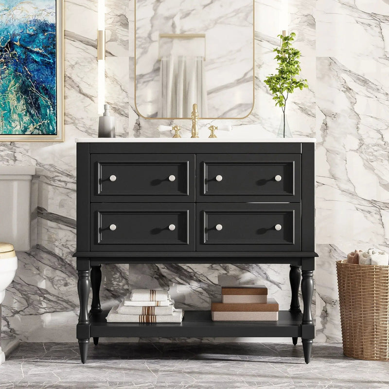Bathroom Vanity Cabinet With Undermount Sink, 4 Drawer Set by Unique Piece Furniture