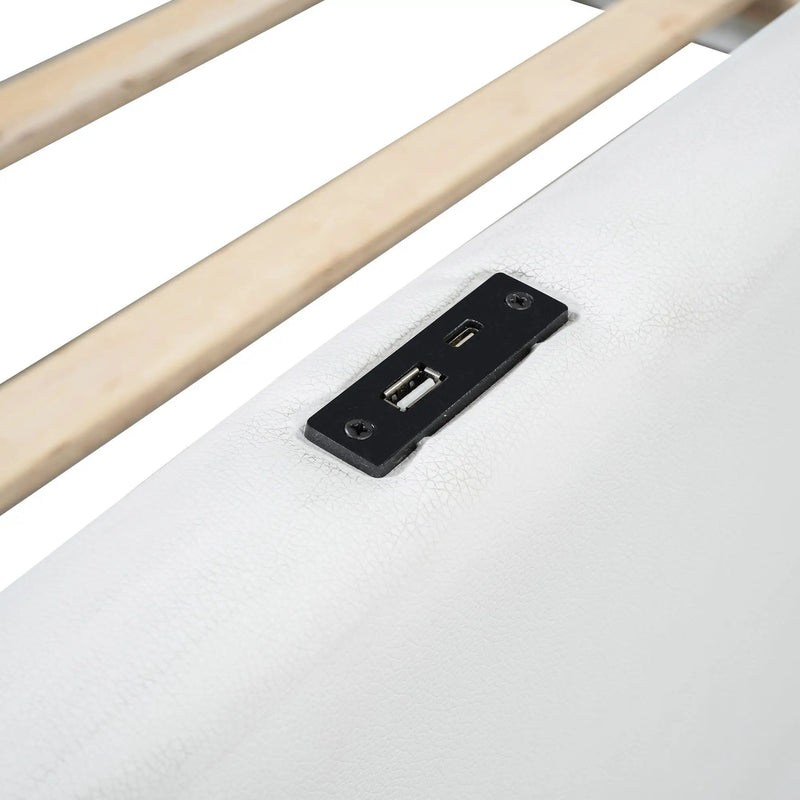 Platform Bed With Guardrail And Charging Station by HouseOfZazla