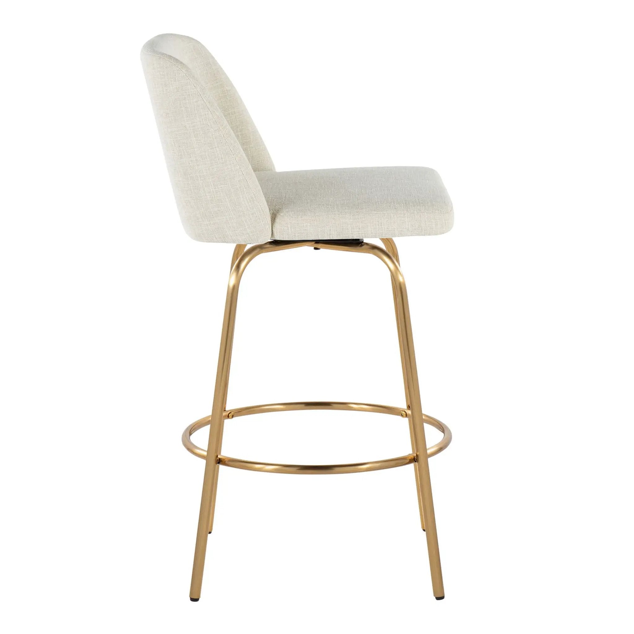 Toriano - Contemporary, Fixed Height Counter Stool With Swivel With Round Footrest (Set of 2) by Unique Piece Furniture