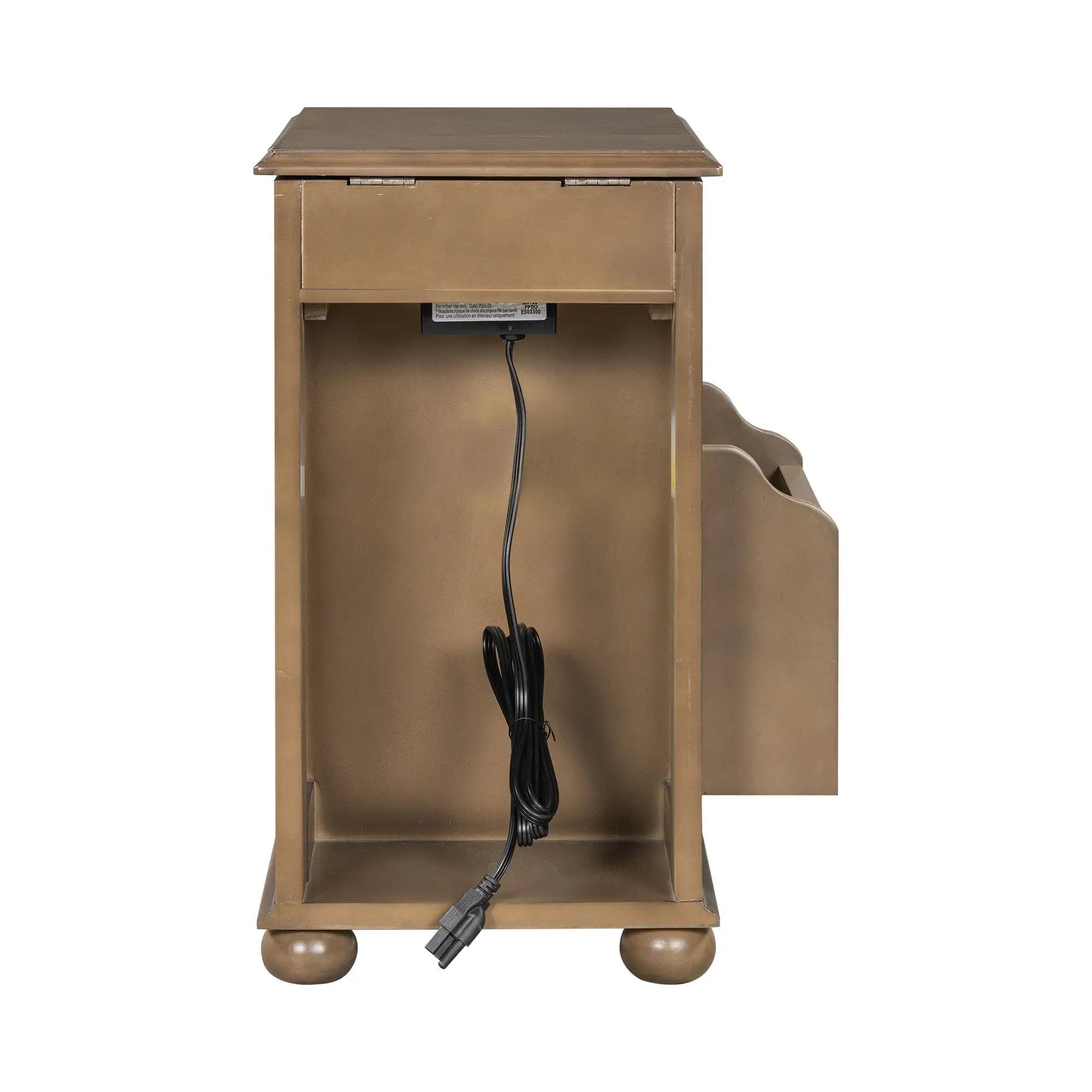 Vintage Flip Top Side Table With USB Ports by HouseOfZazla