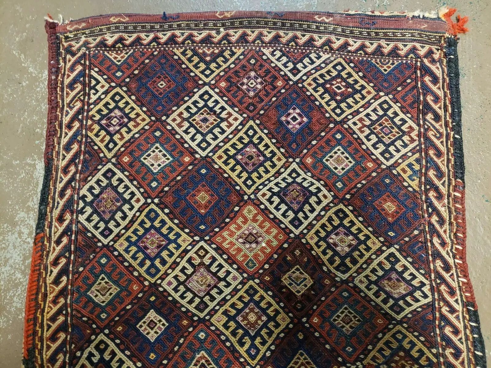 26" X 56" Antique Handmade Authentic Tribal Wool Rug Double Bag Tobreh by Jewel Rugs