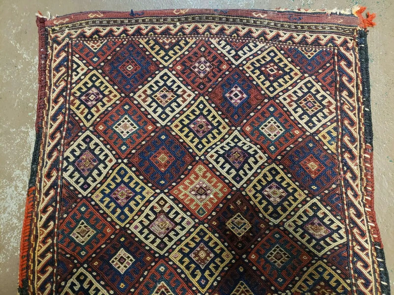 26" X 56" Antique Handmade Authentic Tribal Wool Rug Double Bag Tobreh by Jewel Rugs
