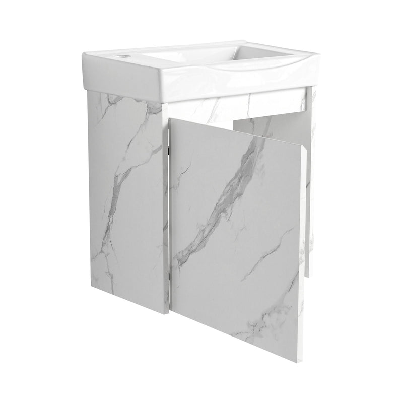 Modern Bathroom Vanity With Ceramic Basin, Wall Mounted Floating Sink Combo, Storage Cabinet