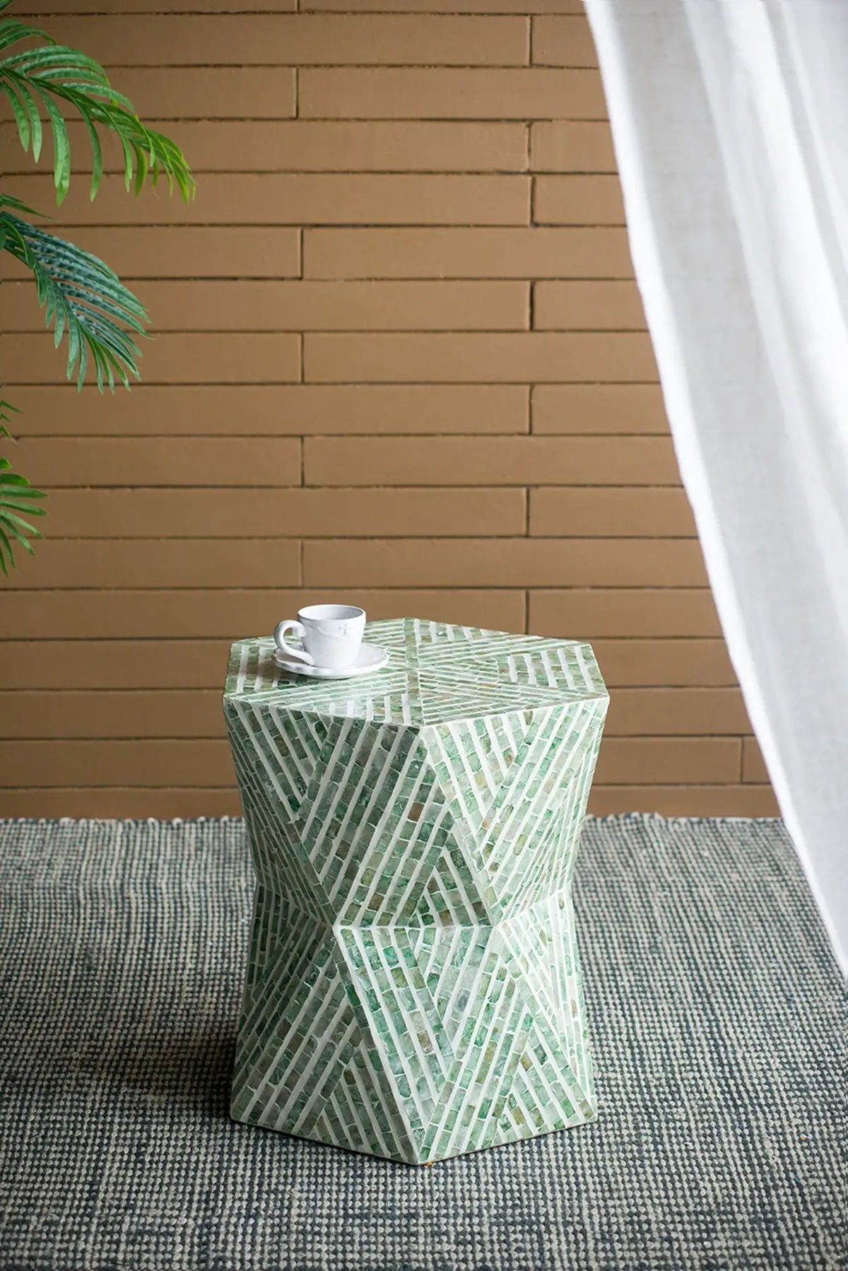 19x19x20" Tapered Green Pedestal Stool by HouseOfZazla