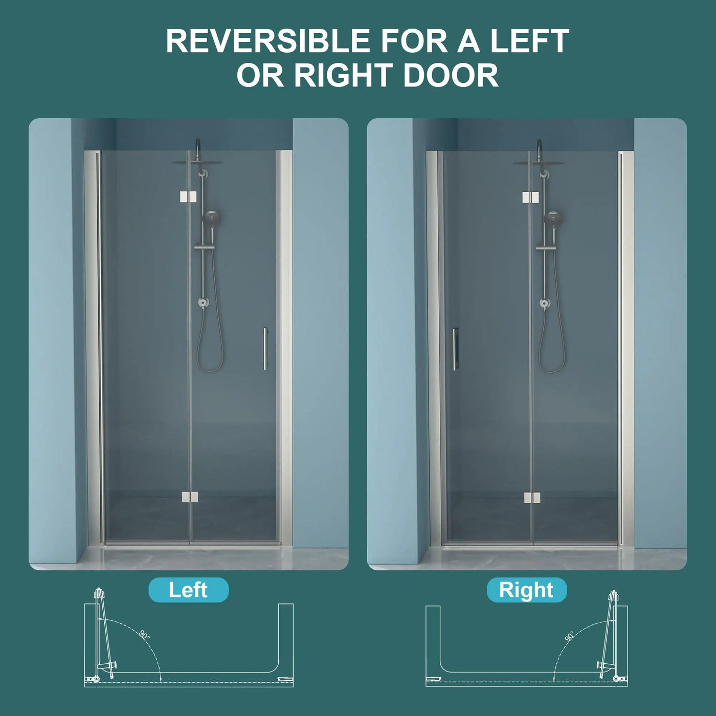 Fold Frameless Shower Door With Tempered Glass by HouseOfZazla