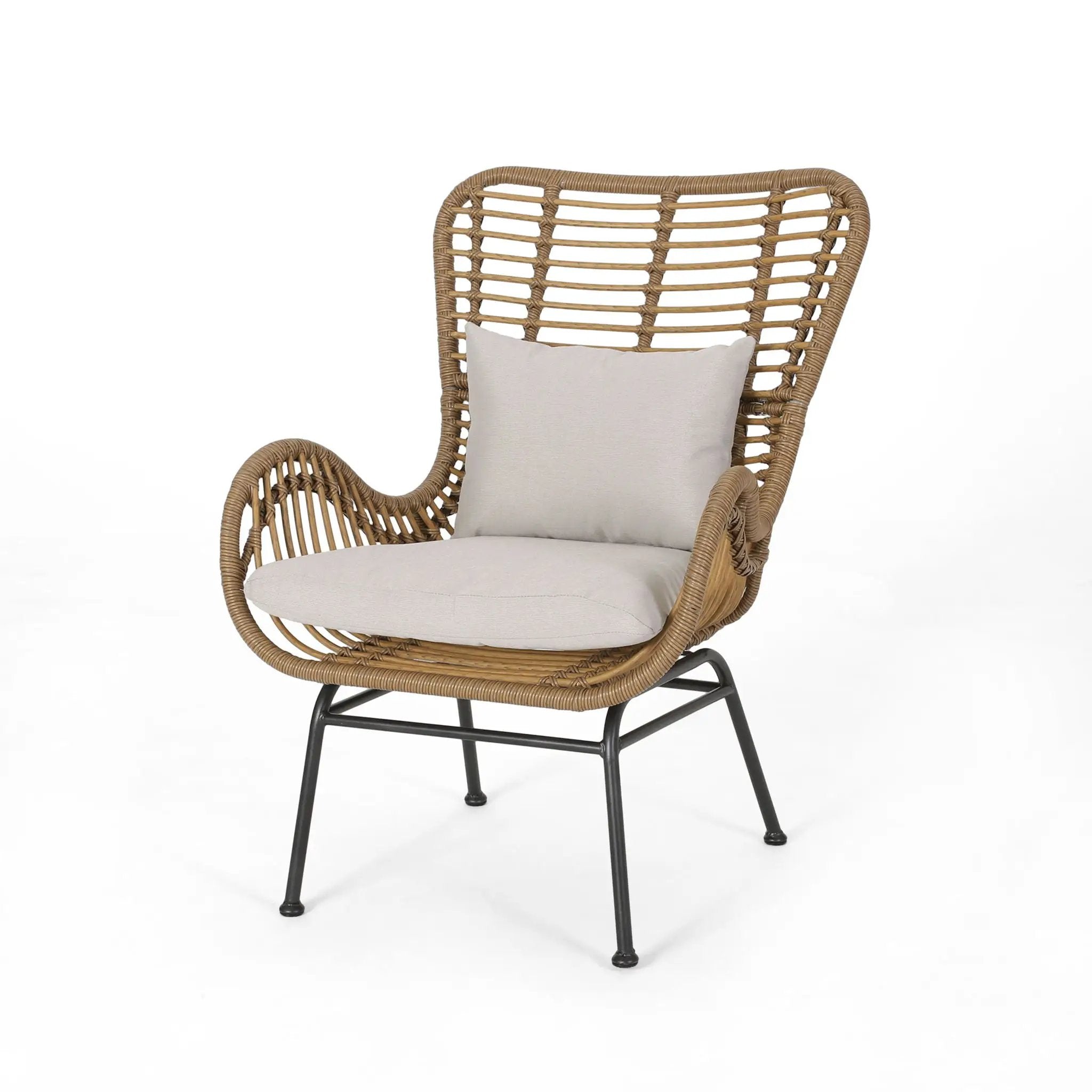 Modern Aesthetic Outdoor Rattan Accent Chair With Metal Legs by HouseOfZazla