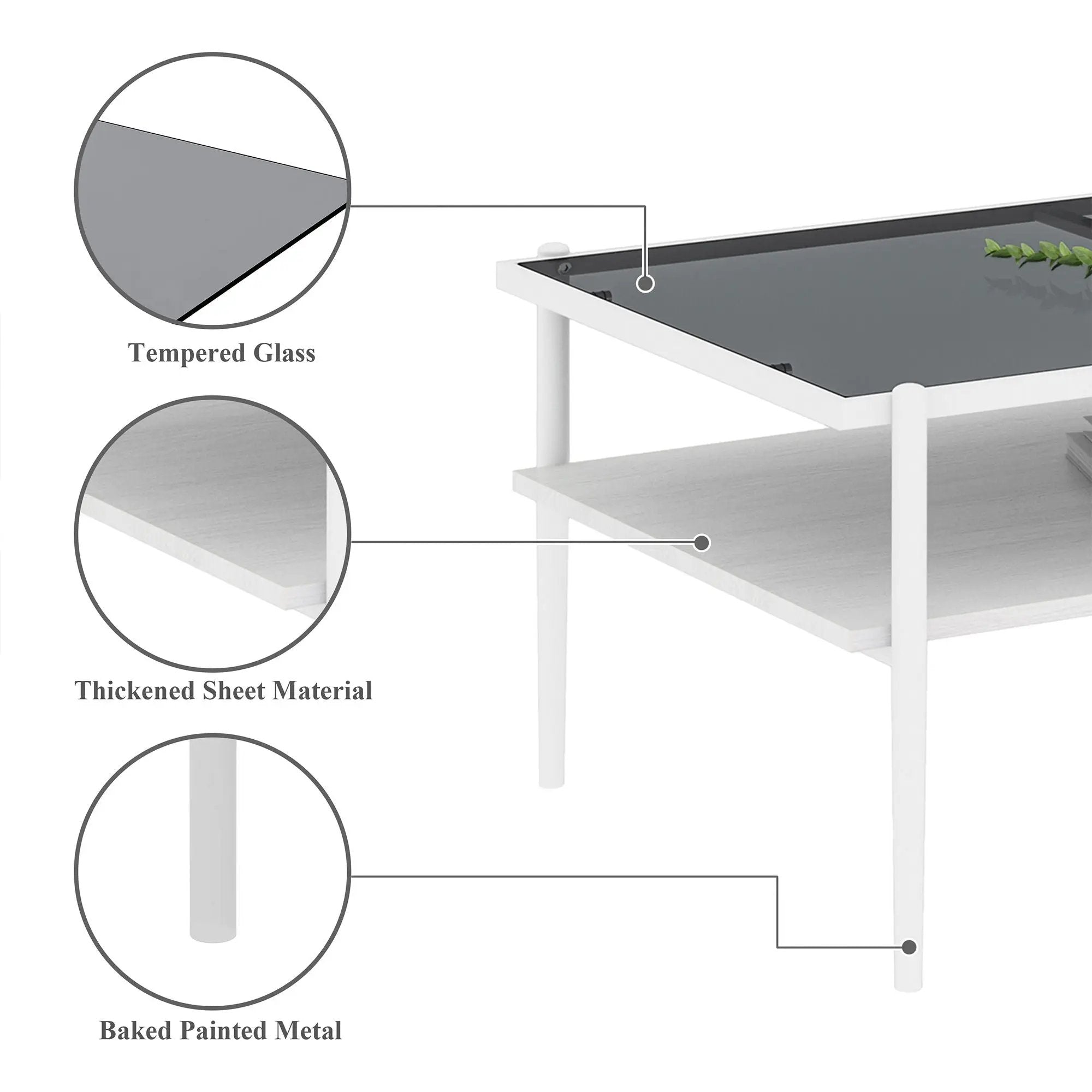 Rectangle Coffee Table With Tempered Glass Top And Legs, Modern Table For Living Room by Unique Piece Furniture