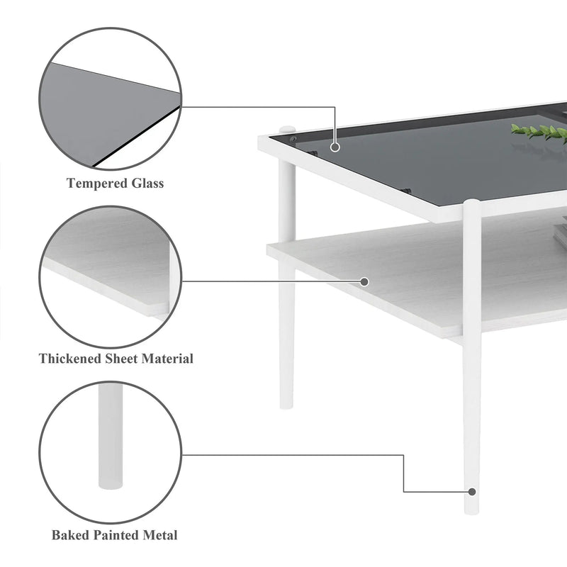 Rectangle Coffee Table With Tempered Glass Top And Legs, Modern Table For Living Room by Unique Piece Furniture