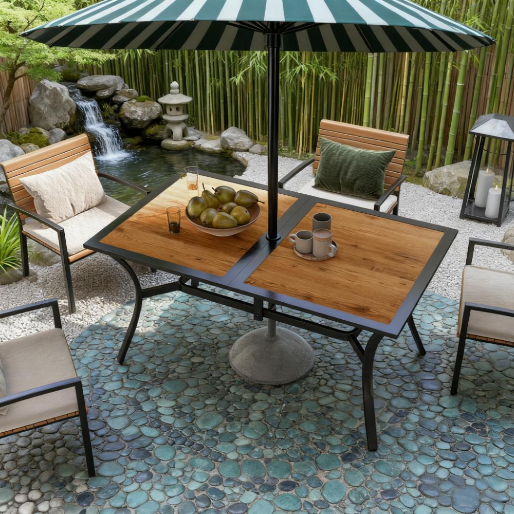 Stable Faux Wood Rectangle Outdoor Dining Table by HouseOfZazla
