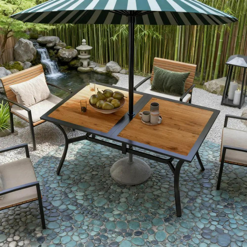 Stable Faux Wood Rectangle Outdoor Dining Table by HouseOfZazla