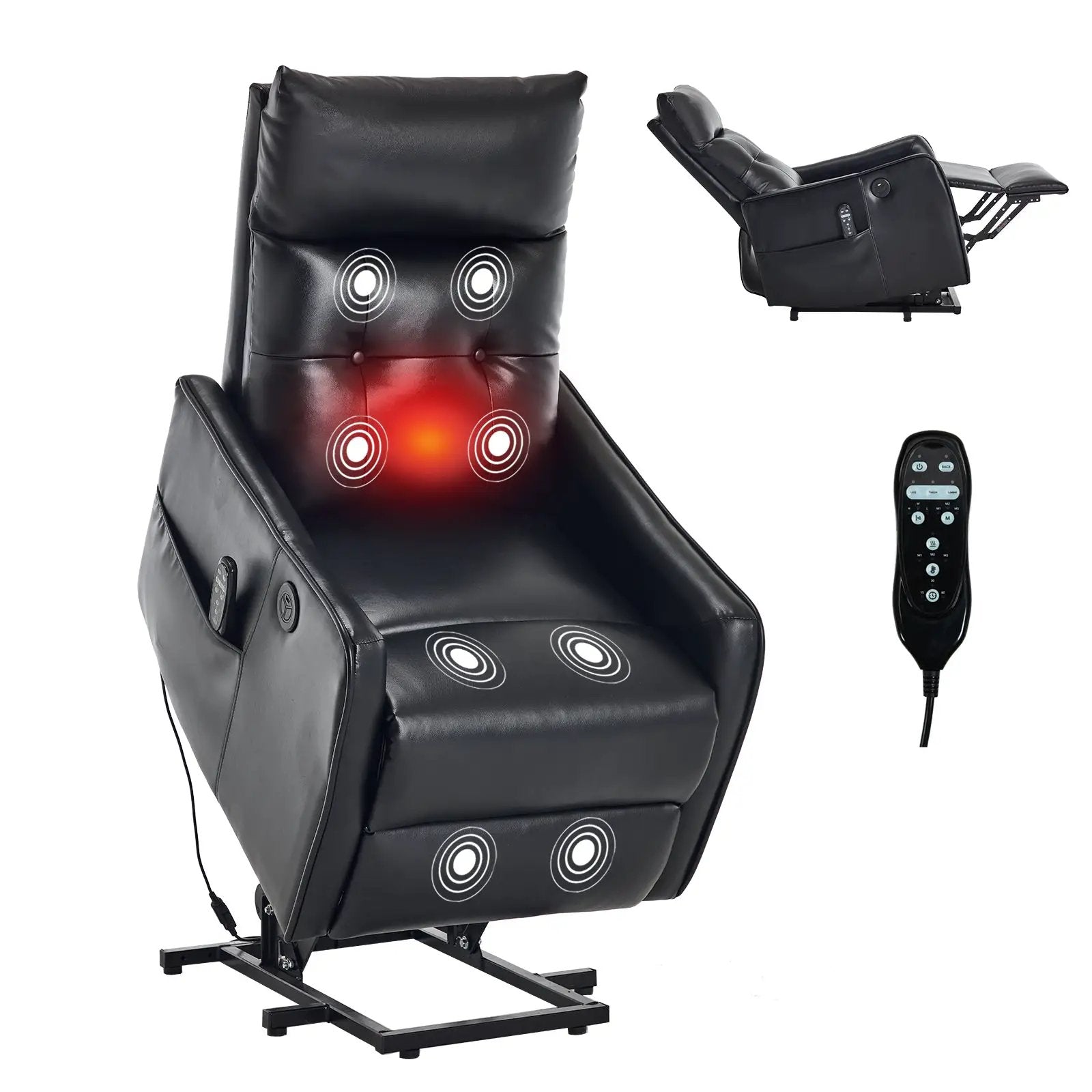 Black PU Single Motor Power Lift Recliner Chair by HouseOfZazla
