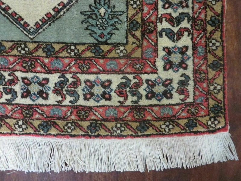 4' X 7' Vintage Handmade Knotted Rug India Caucasian Wool Soft Green Organic by Jewel Rugs