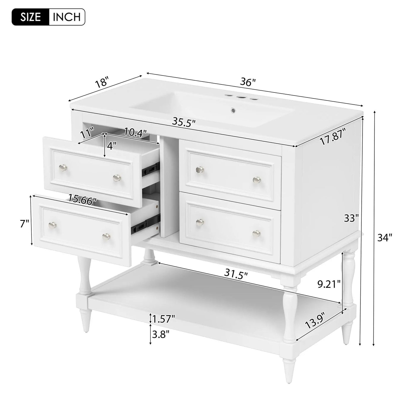 Bathroom Vanity Cabinet With Undermount Sink - 4 Drawer Set by HouseOfZazla