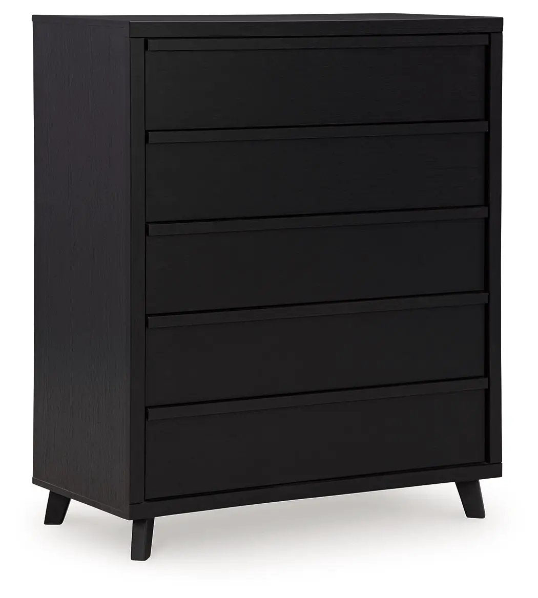 Danziar - Five Drawer Wide Chest - Black by Unique Piece Furniture