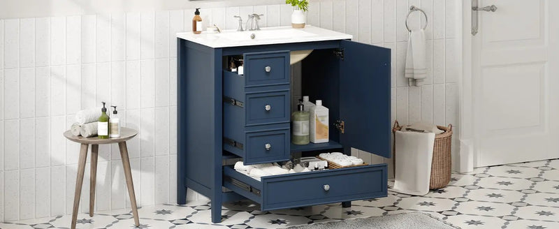 30" Bathroom Vanity with Sink, One Cabinet and Three Drawers by HouseOfZazla