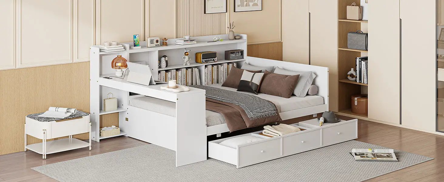 Daybed With 3 Drawers USB Ports And Desk by HouseOfZazla