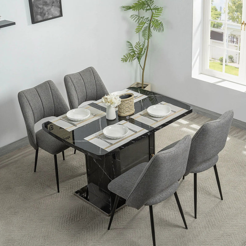 Modern Rectangle Dining Table With Stretchable Top, Storage Cabinet by Unique Piece Furniture