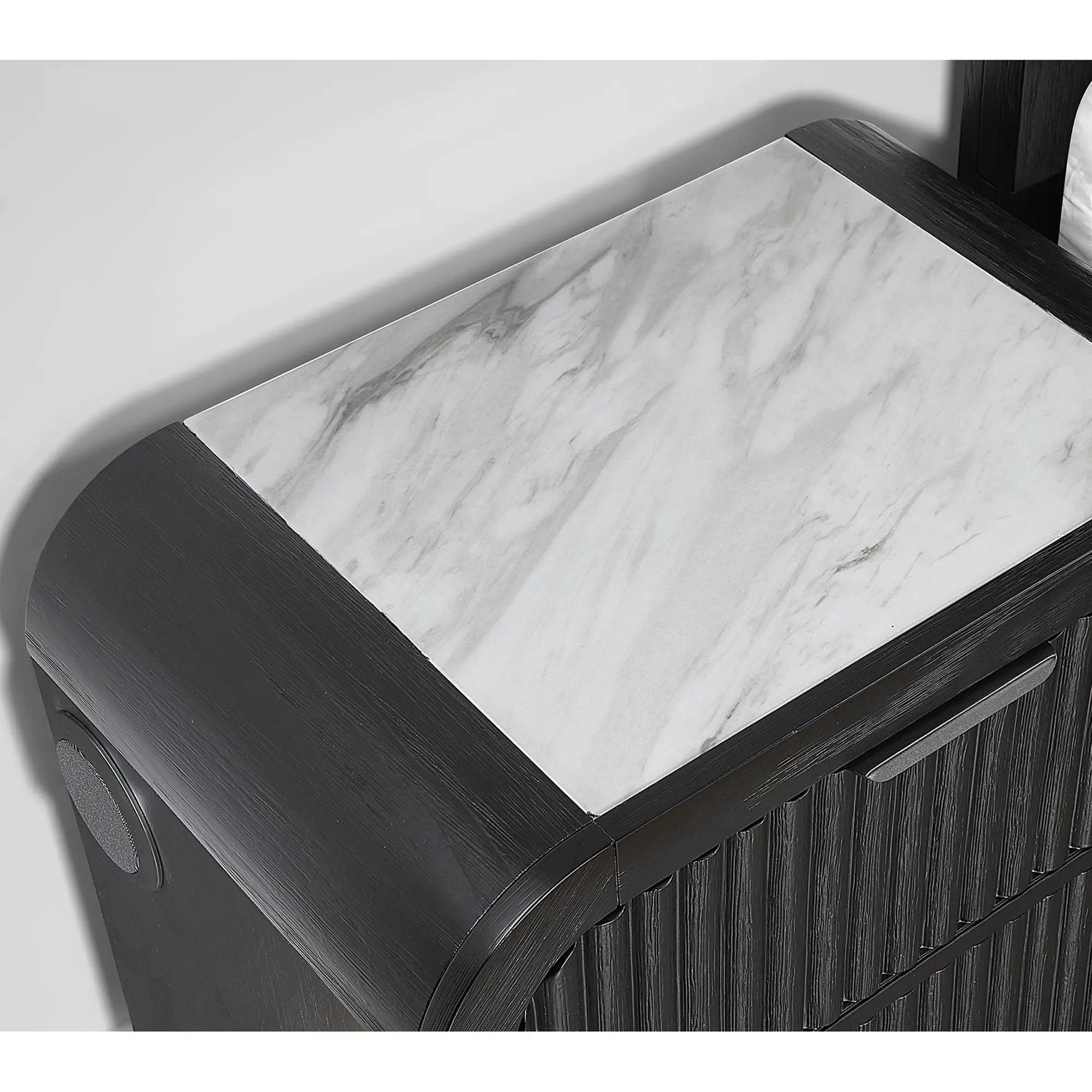 Beverly - Nightstand With Speakers, Rounded Sides - Black White by Unique Piece Furniture