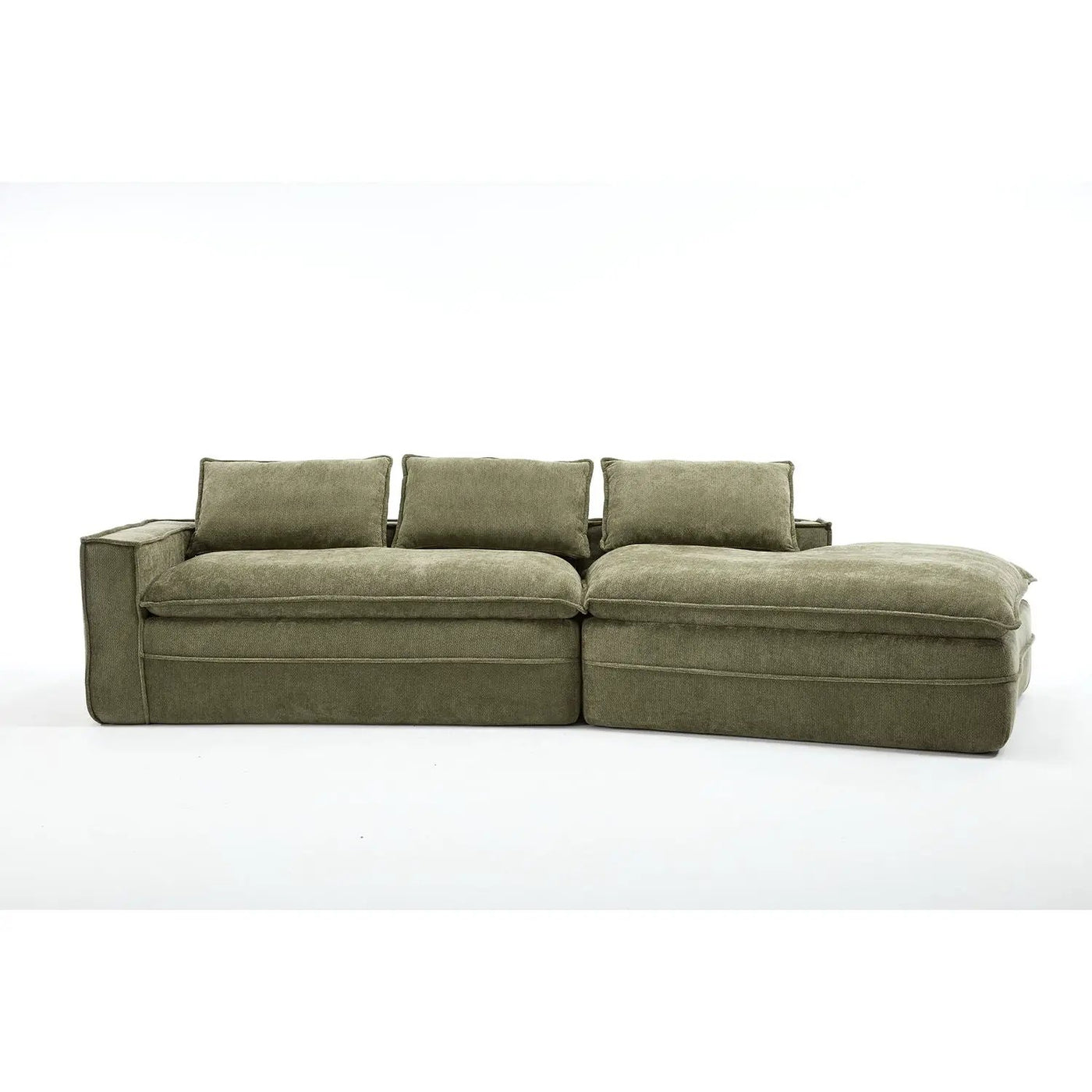 Modern Minimalist Modular Sectional Sofa With Deep Seats And Right Facing Chaise by Unique Piece Furniture