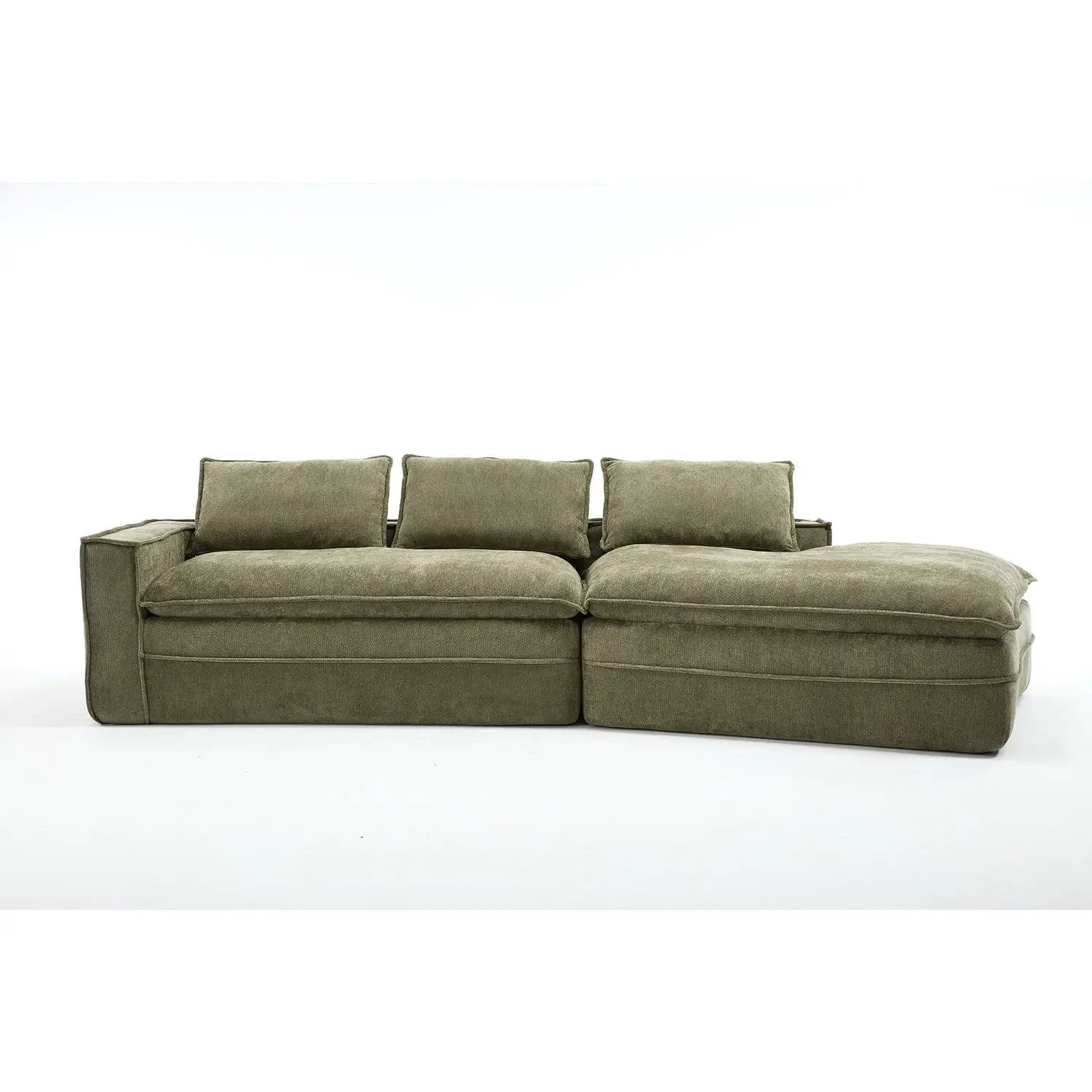 Modern Minimalist Modular Sectional Sofa With Deep Seats And Right Facing Chaise by Unique Piece Furniture