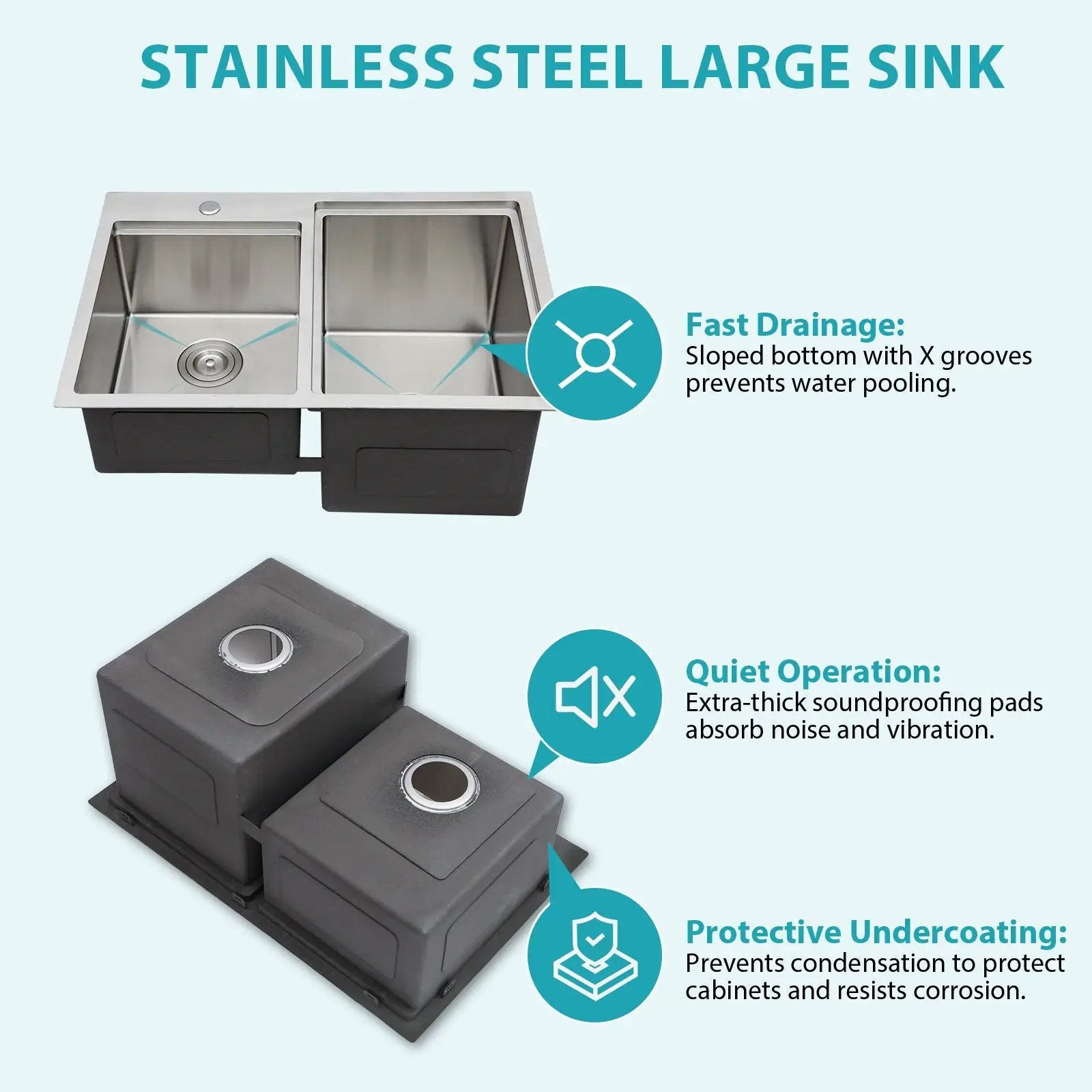 Outdoor Double Bowl Drop In Sink With Workstation - Brushed Nickel by HouseOfZazla