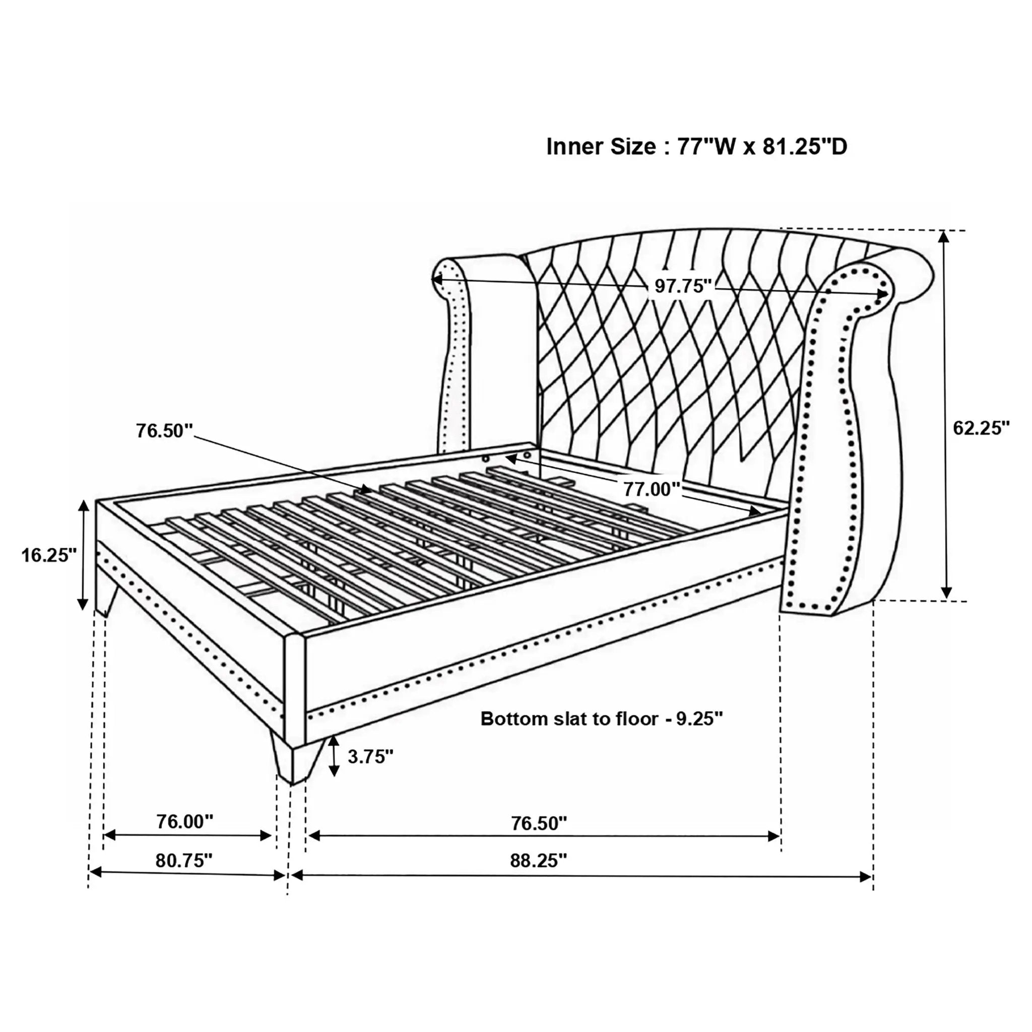 Barzini Upholstered Eastern King Wingback Bed Black by Unique Piece Furniture