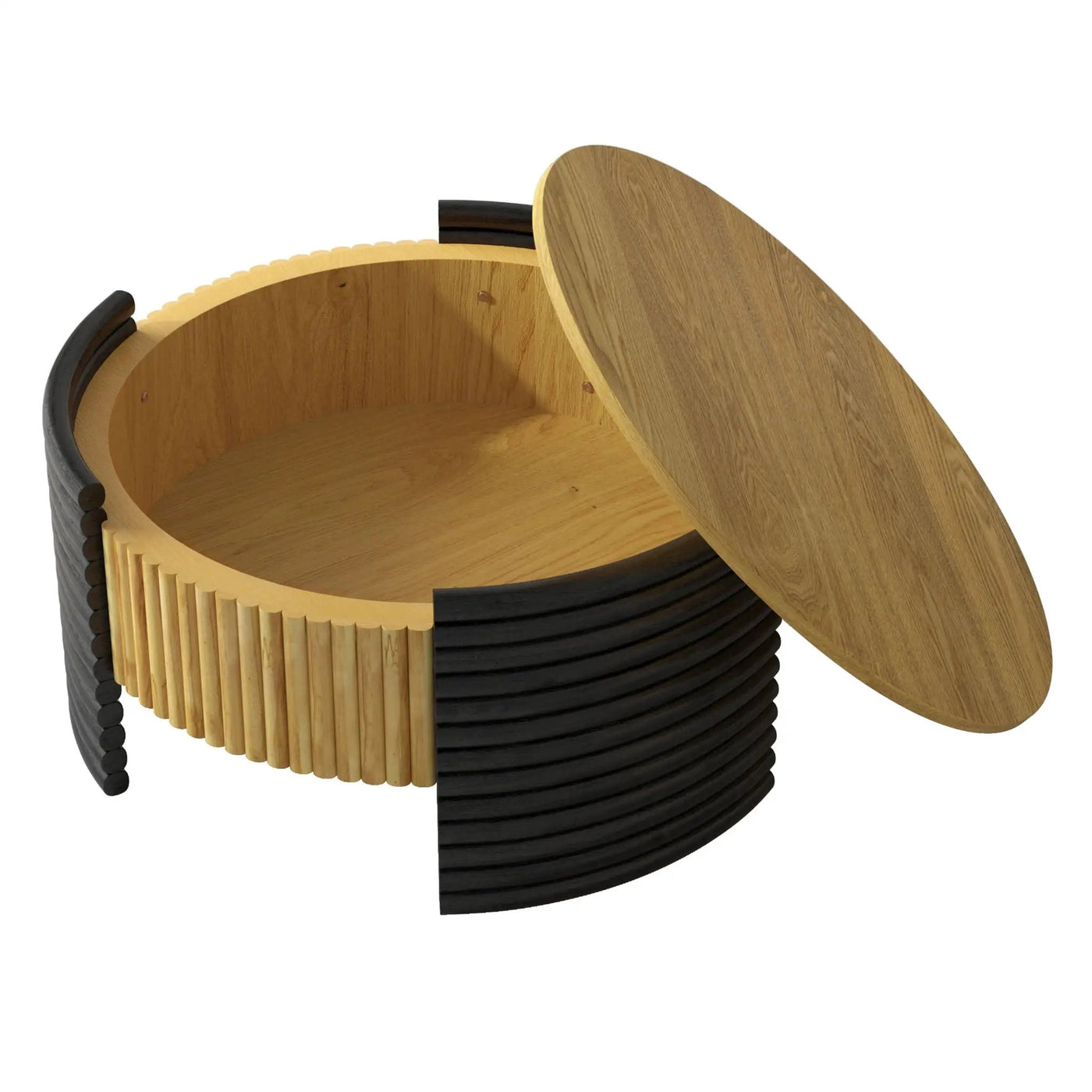 Modern Colorblocked Striped Coffee Table With Flip Top Storage by HouseOfZazla