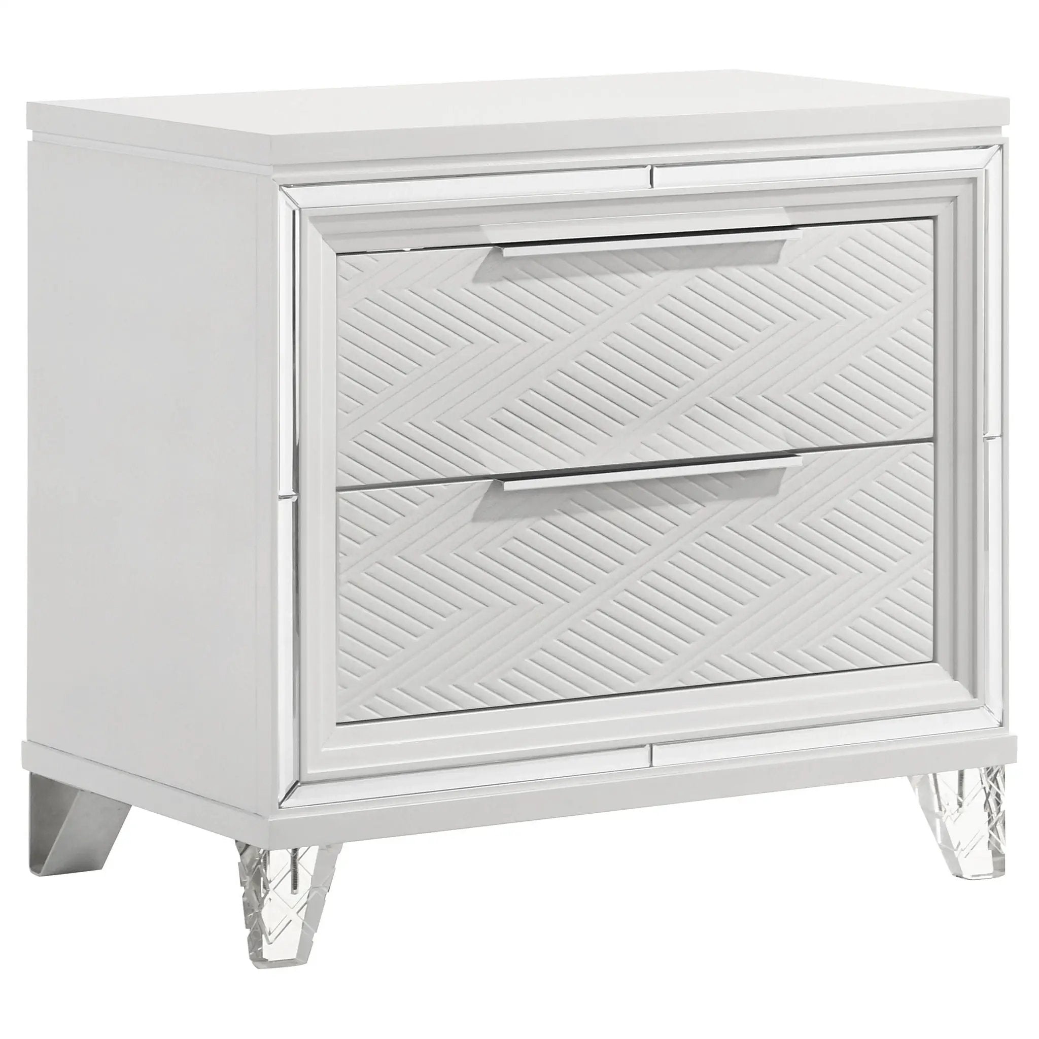 Marmore 2-drawer Nightstand Bedside Table White by Unique Piece Furniture