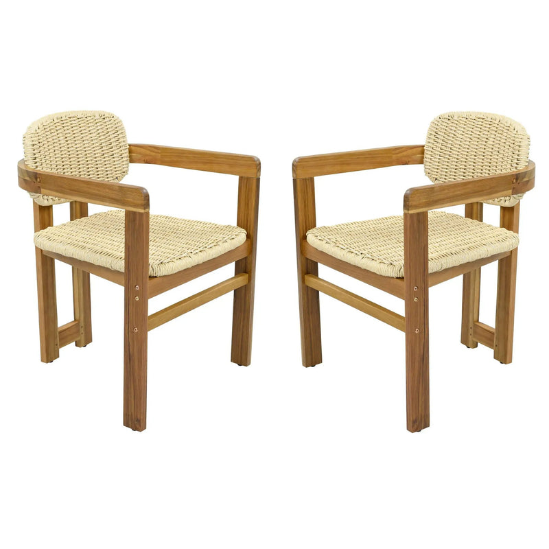 Outdoor Accent Armchairs For Patio (Set of 2) - Natural / Teak by HouseOfZazla