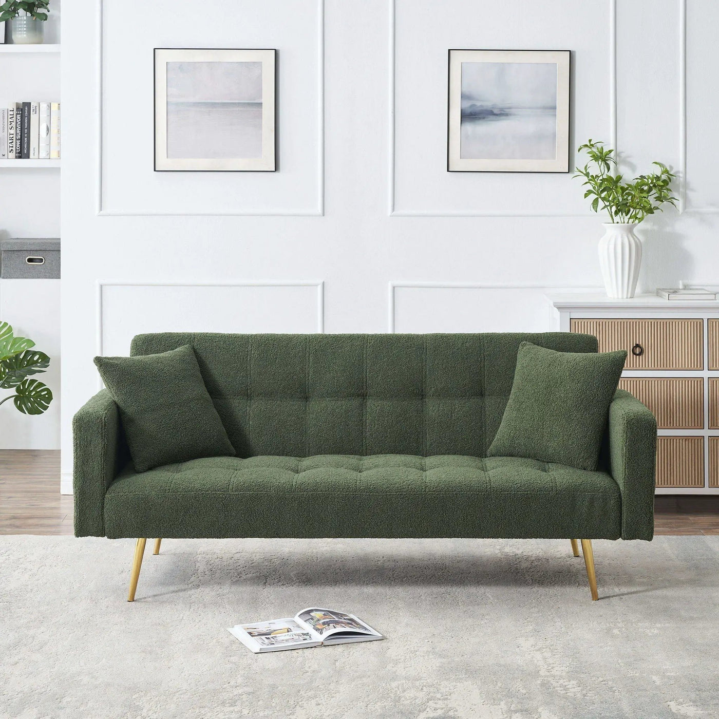 Teddy Fleece Sofa Bed With Luxurious Throw Pillows by HouseOfZazla