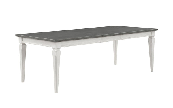 Gray and White Wood Dining Table with Leaf Extension - Katia