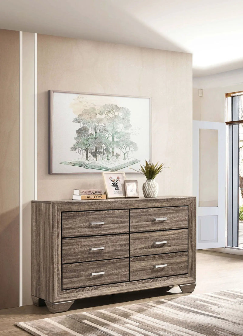 Kauffman 6-drawer Dresser Washed Taupe by Unique Piece Furniture