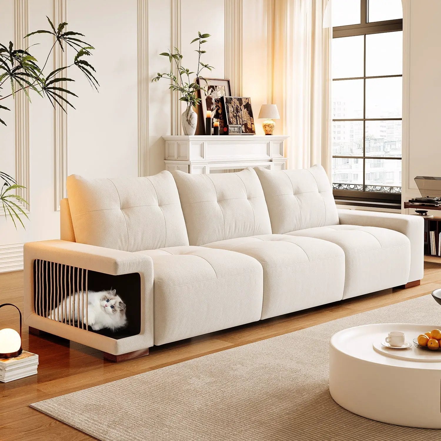 3 Seater Sofa Couch For Living Room, Modern Couches For Small Space, Cat Nest Sofa, For Cat Friendly, Comfy Couch With Waterproof And Cat Scratch Resistant Fabric by HouseOfZazla