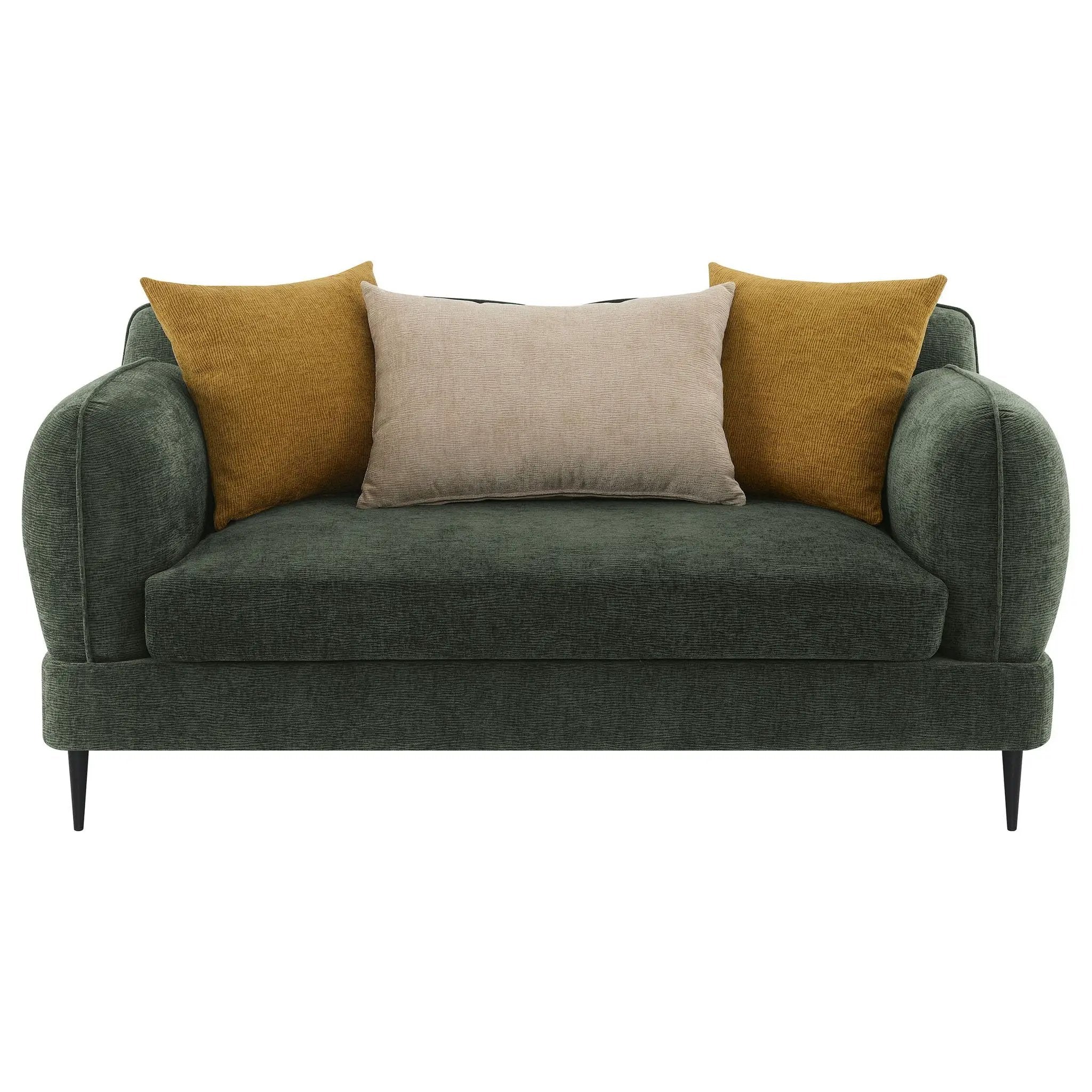 Jade Chenille Upholstered Modern Track Arm Loveseat Green by Unique Piece Furniture