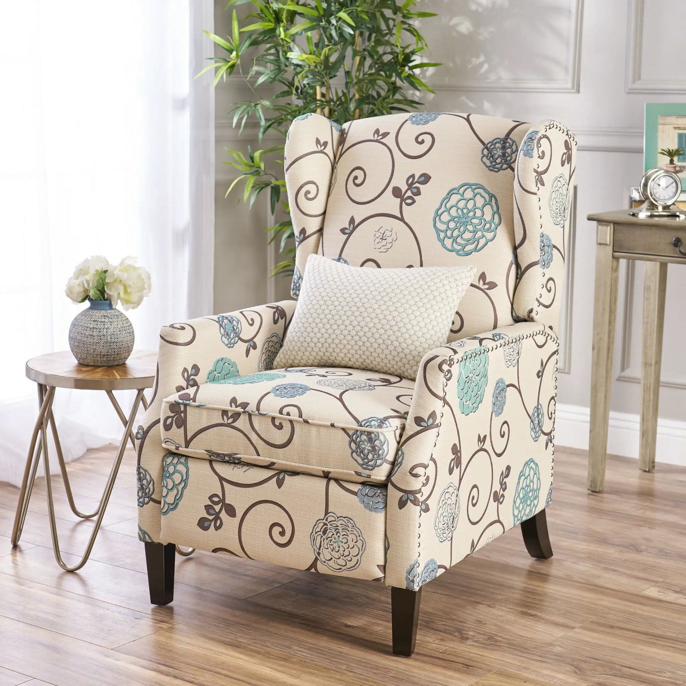 Westeros Wing Back Fabric Upholstered Recliner by Unique Piece Furniture