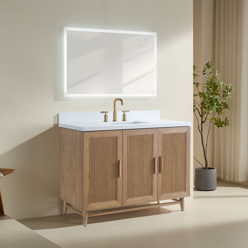 Fully Assembled 48" Freestanding Single Sink Light Coffee Bathroom Vanity by HouseOfZazla