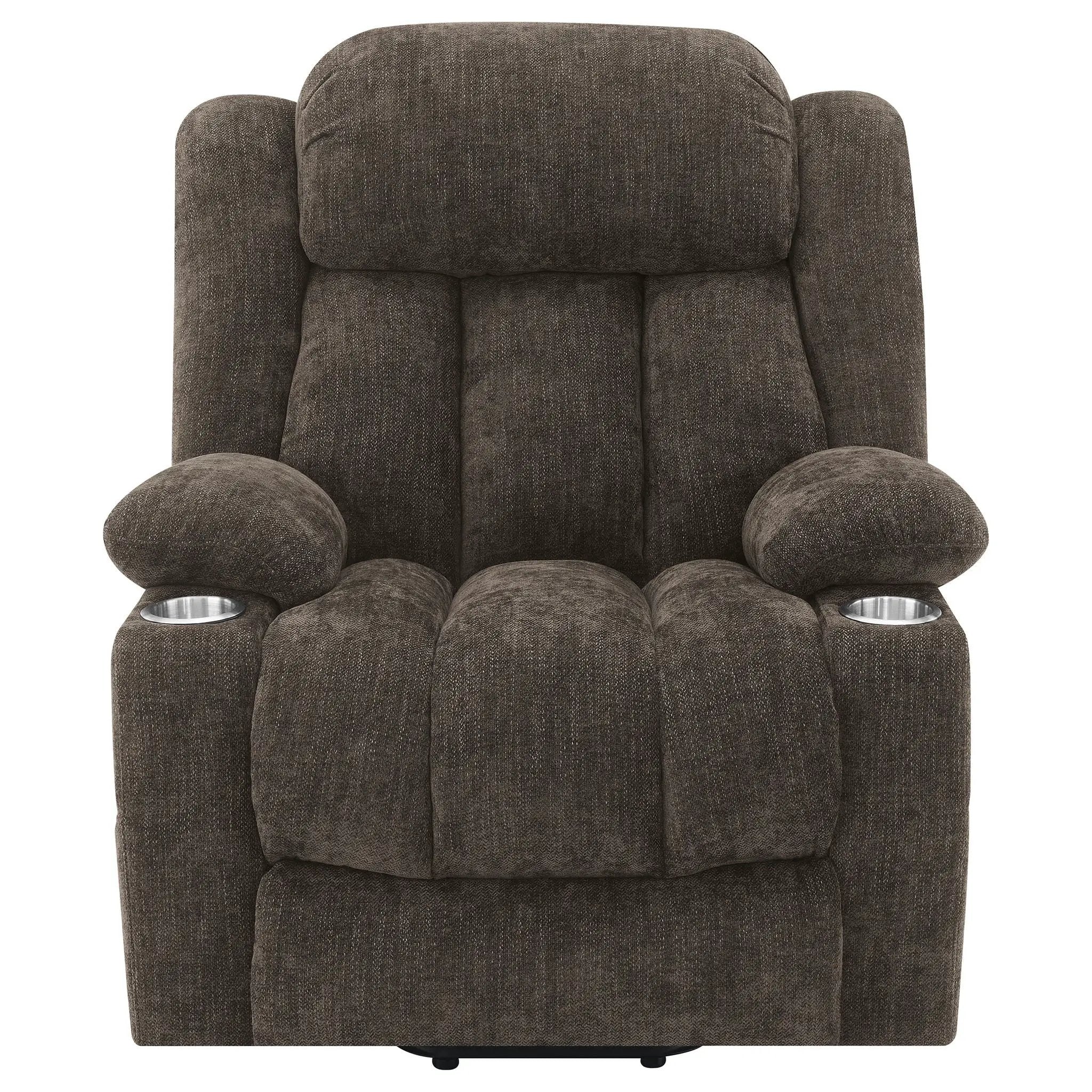 Beca - Upholstered Power Lift Recliner With Cupholders And USB Charging by HouseOfZazla