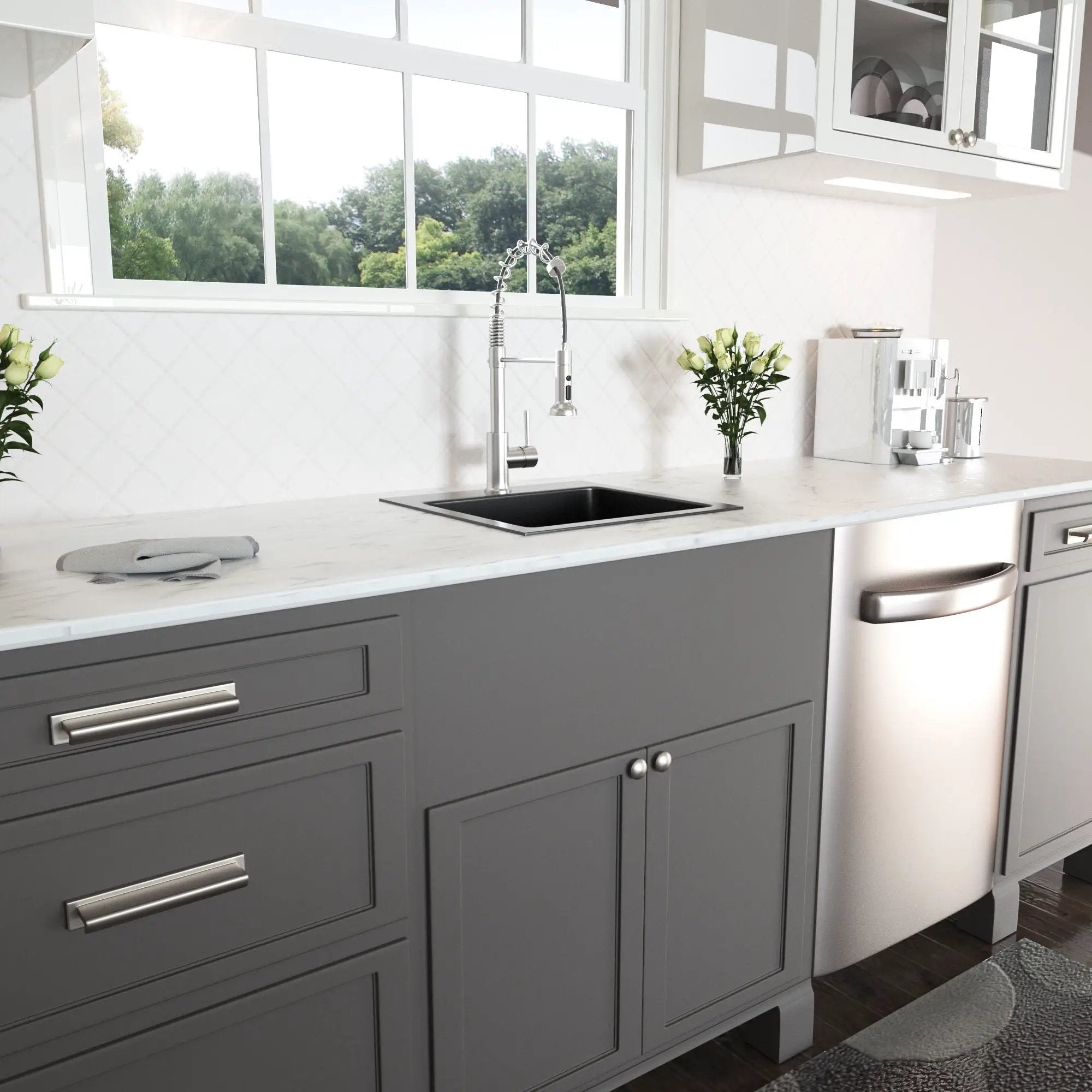 Topmount 16G Stainless Steel Kitchen Sink Deep Single Bowl - Gunmetal Black by HouseOfZazla