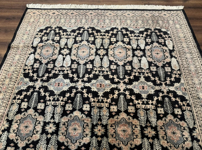 Turkoman Bokhara Rug 6x9, Pakistani Carpet, Black, Hand Knotted by Jewel Rugs
