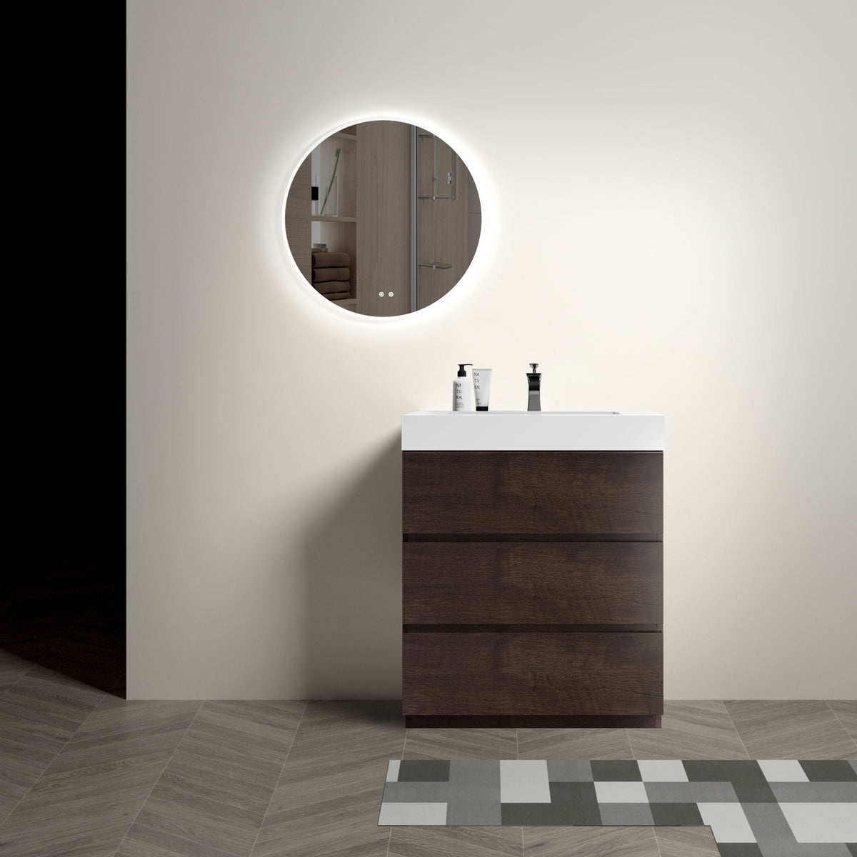 Alice Bathroom Vanity with Large Storage and One-Piece Sink Basin – Black or White, photo 17 of 24