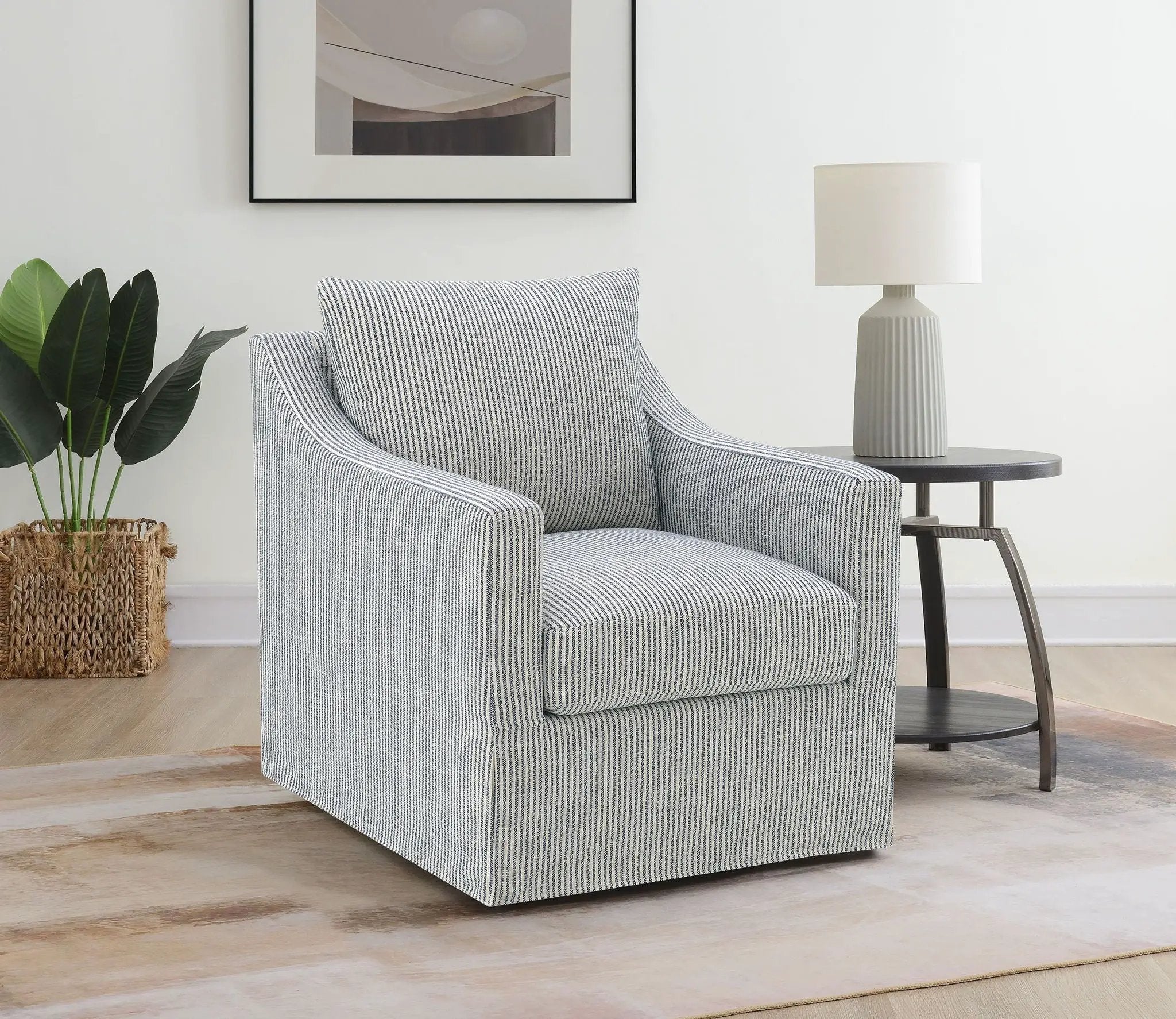 Winter Upholstered Sloped Arm Accent Swivel Chair Grey by Unique Piece Furniture