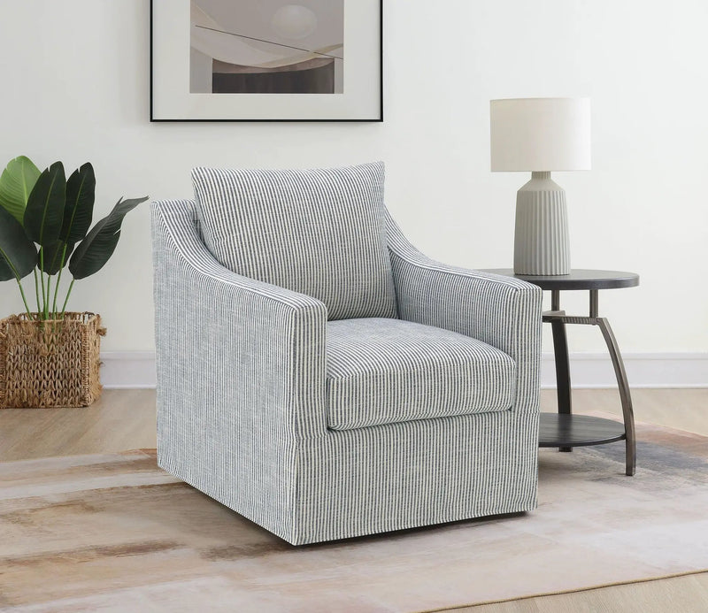 Winter Upholstered Sloped Arm Accent Swivel Chair Grey by Unique Piece Furniture