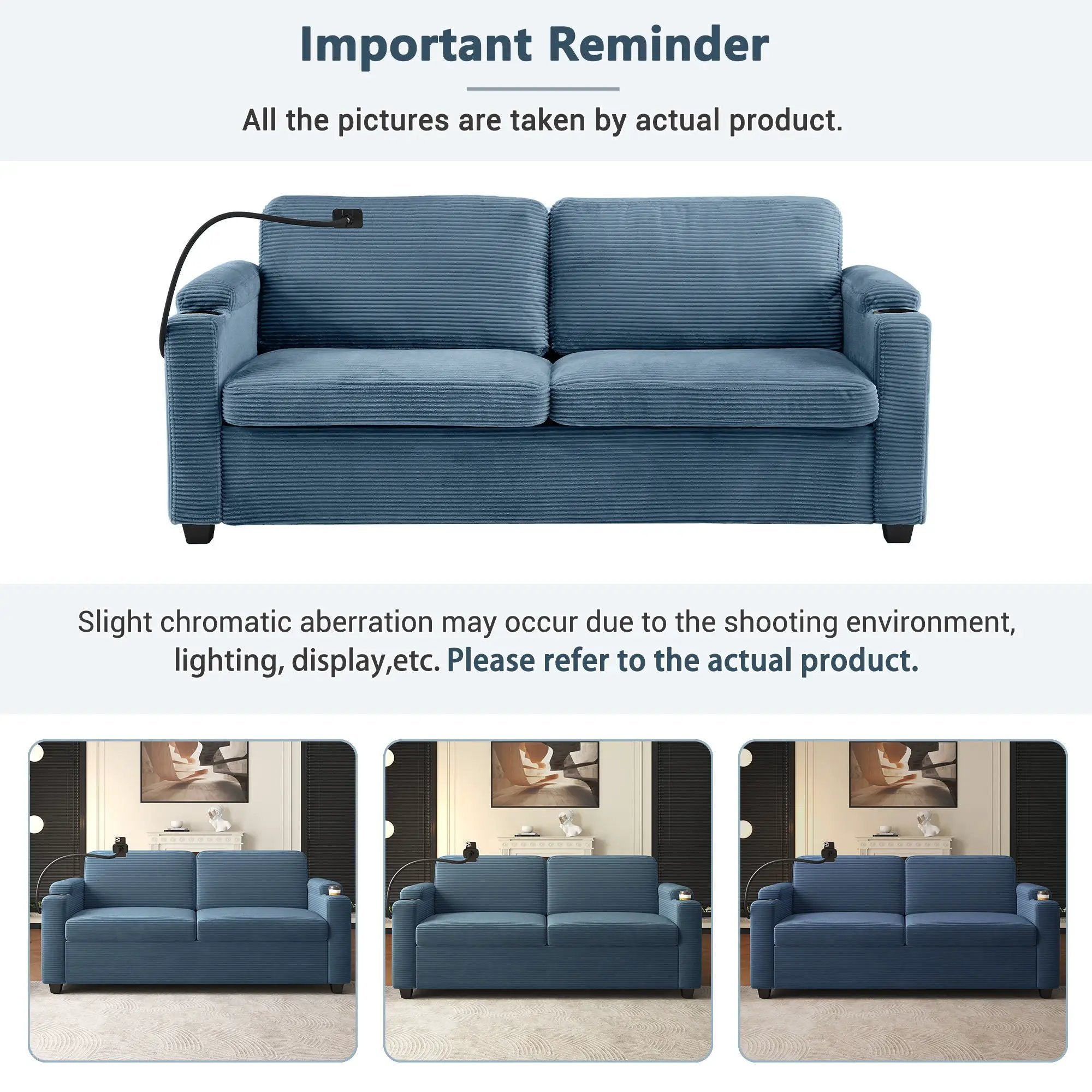 Sleeper Sofa Loveseat Sofa With Full Size Mattress, 2 USB Ports, 2 Cup Holders, 2 Side Pockets And Phone Holder by HouseOfZazla