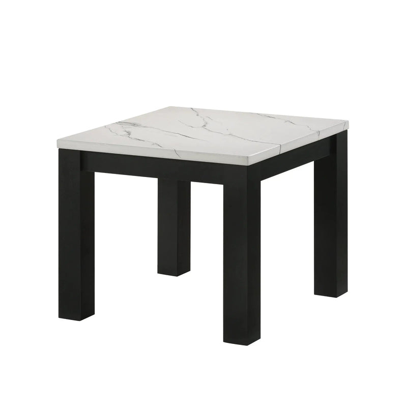 Modern 3 Piece Living Room Table Set With Faux Marble Top Wooden - Black / White by Unique Piece Furniture