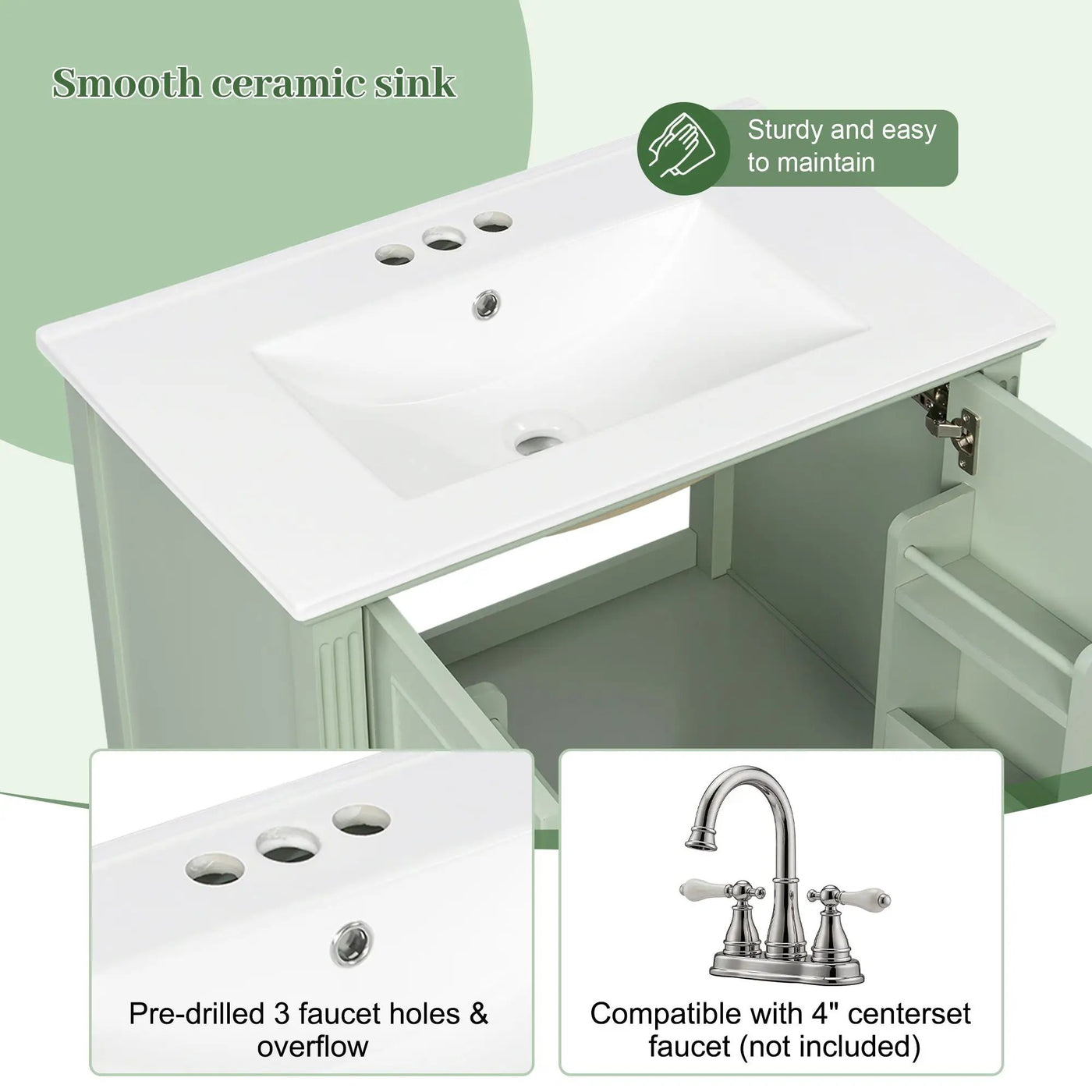 Freestanding Vanity With 1 Drawer & 2 Soft Close Doors With Door Mounted Storage by HouseOfZazla