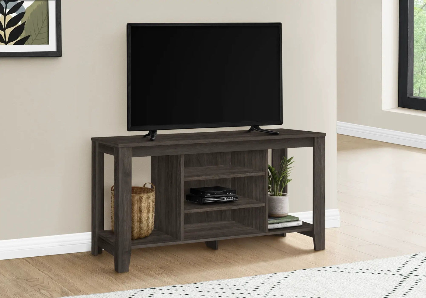 TV Stand, Console, Media Entertainment Center, Versatile Storage Shelves by HouseOfZazla