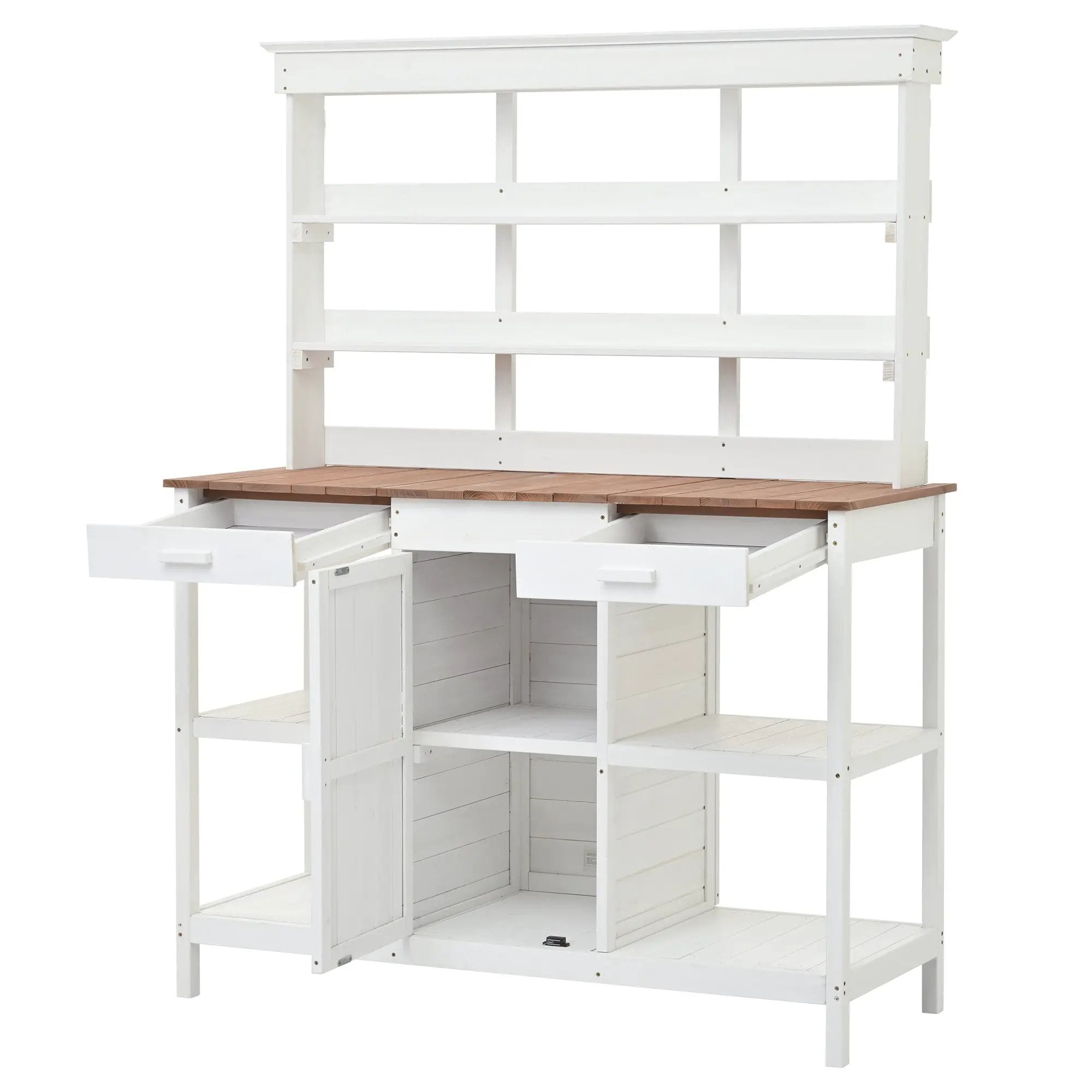Topmax 66" Large Outdoor Farmhouse Wooden Potting Bench Table by HouseOfZazla